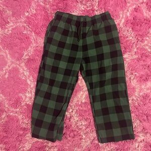 Green plaid pajama pants cut offs